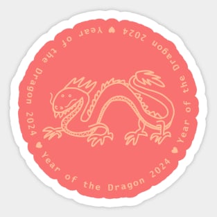 Year of the Dragon 2024 in Peach Fuzz Sticker